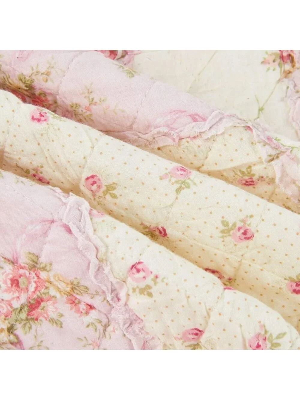 Cozy 100% Cotton Pink Floral Patchwork Quilt - Reversible Vintage Throw Blanket
